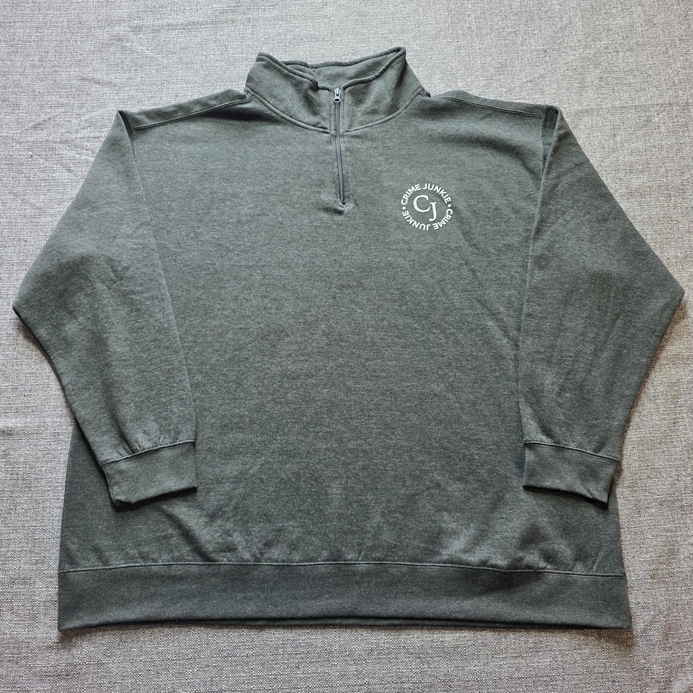 Crime Junkie 1/4 Zip Sweater Polo Mens 3x Gray